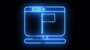 Neon computer with flag