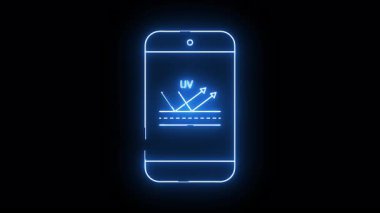 UV ışınları gösteren parlak mavi akıllı telefon.