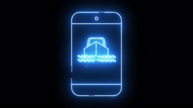 Yeni çizilmiş akıllı telefon, düz bir zemine karşı dalgalar üzerinde bir tekne sergiliyor.