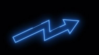 Zigzag desenli neon mavi bir ok siyah bir arkaplanı işaret ediyor.