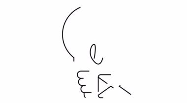 Kenarında e-posta simgesi olan bir ampulün siyah çizgisi hepsi beyaz arkaplanda