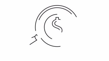 Ana hatlarıyla büyüteç çizimi, bir dairenin içindeki dolar işaretine odaklanıyor.