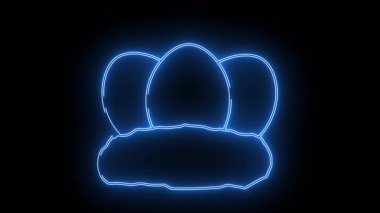 Siyah arka planda 3 yumurtanın parlayan mavi çizgisi.