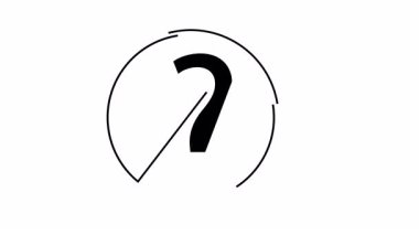 İki eşmerkezli çemberin içinde bir çizgi ile kesişen bir soru işaretinin siyah ve beyaz çizimi