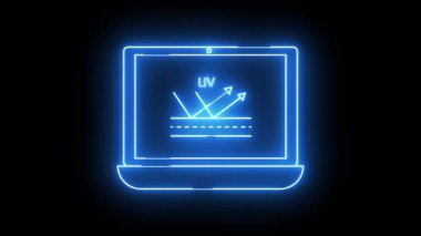 Siyah bir arkaplana karşı ultraviyole yansıma grafiğini gösteren neon dizüstü bilgisayar