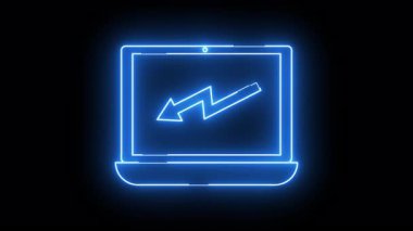 Siyah üzerine neon dizüstü bilgisayar illüstrasyonu