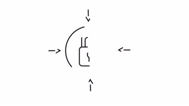 Çember içine alınmış asma kilit içeriyi işaret eden oklarla çevrili.