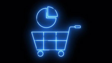 Siyah üzerine parlayan mavi alışveriş arabası pasta grafiği