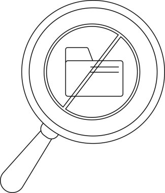 İçki yasağı sembolünün içinde bir klasör olan büyüteç