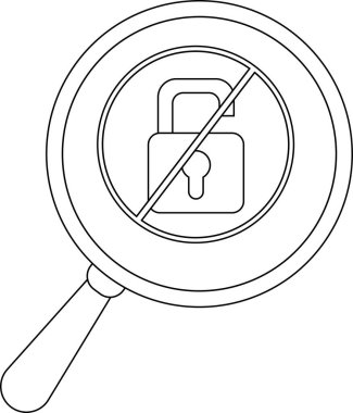 Bir büyüteç, kilitlenmemiş bir asma kilidin üzerindeki yasak sembolü kapsar.