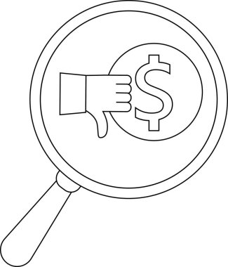 Unlocked padlock under magnifying glass with thumbs down