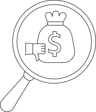 Unlocked padlock under magnifying glass with thumbs down