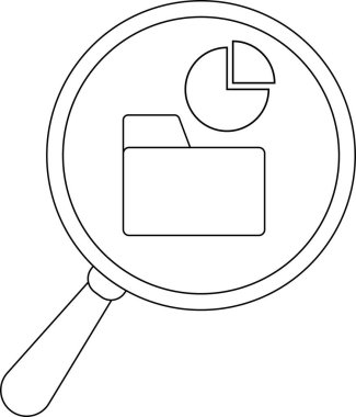 A magnifying glass highlighting a folder icon with a pie chart symbol