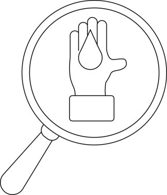 Magnifying glass focuses on a hand holding a water drop in a circular frame