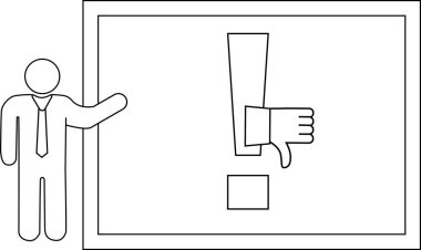 Çerçevelenmiş çizelgeye göre çizgi çizimi başparmak izi ünlem noktasıyla