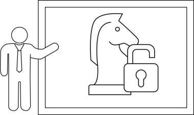 A person presents an image of a chess knight with an open padlock