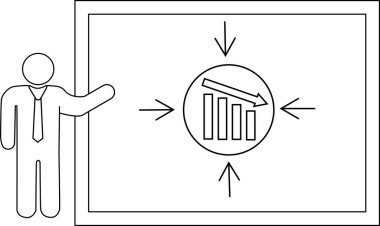 İllülasyon, bir kişinin içe bakan bir çubuk grafiği ve okları olan bir slayt sunuşunu gösteriyor