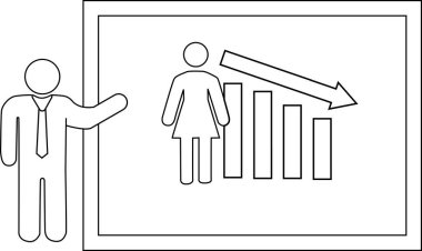 Çubuk grafik ve oku azalan çubuk figürü sunumu