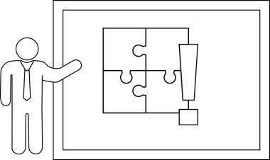 Man presenting jigsaw puzzle with missing piece highlighting a problem