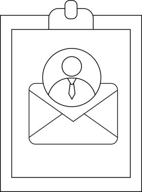 A clipboard displays an email icon topped with a profile portrait