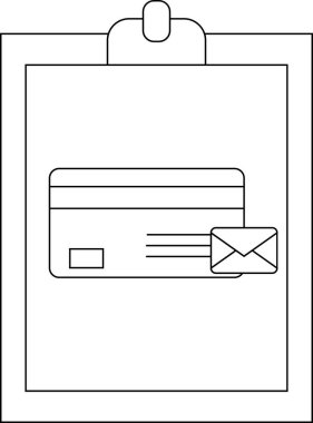 A clipboard with a credit card email icon symbolizing digital payments