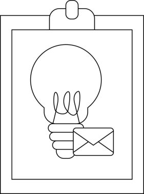 A lightbulb and email on a clipboard