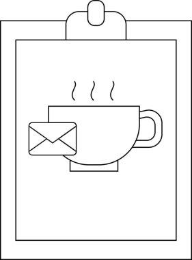Clipboard image mug with steam an envelope in front