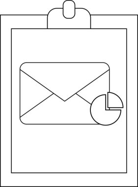 Clipboard with envelope and pie chart symbol