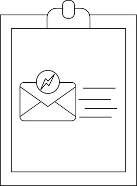Clipboard with email icon and speed lines representing instant communication or task management