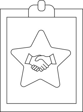 A clipboard displays a star containing a handshake symbol