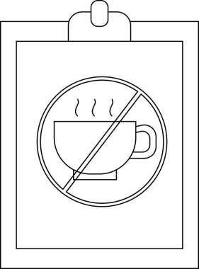 Clipboard with no drink sign hot cup crossed out with steam