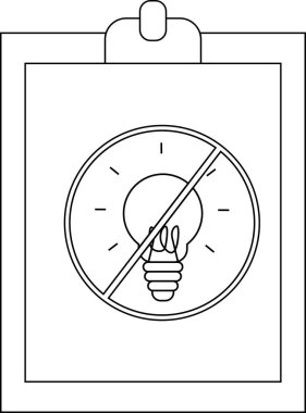 No ideas sign on a clipboard shows a crossedout lightbulb indicating brainstorming or solutions are disallowed