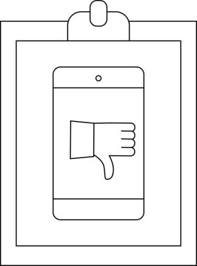 Panoya yerleştirilmiş bir işaret gösteren akıllı telefonun siyah beyaz çizimi