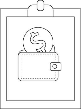 Clipboard with wallet and dollar coin finance illustration