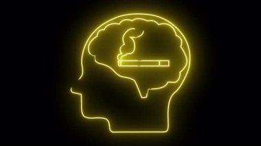 Neon sarısı şerit, siyah arka planda dumanlı kafa sigarası gösteriyor.