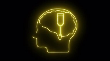 Beyni siyah şarap kadehi olan bir kafa profili.