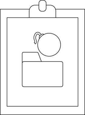 Üzerinde bomba simgesi olan bir klasör. Hepsi panoya çizilmiş.