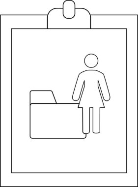 Beyaz arkaplanda kadın figürü dizin simgesine sahip pano