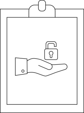 Minimalist temiz çizgiler üzerinde açık asma kilit seti tutan bir el.