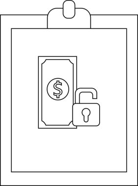 Panoda bir dolarlık açık asma kilit görünüyor. Mali güvenlik erişimi.