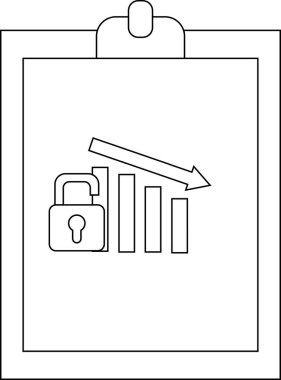 Pano azalan grafikte açık bir asma kilit tutar ve aşağı doğru ok eşliğinde