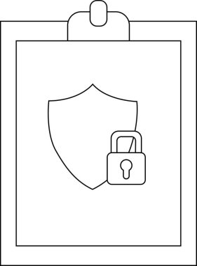 Bir pano, veri güvenliğini öneren asma kilit sembolüyle eşleştirilmiş bir kalkan simgesini gösterir