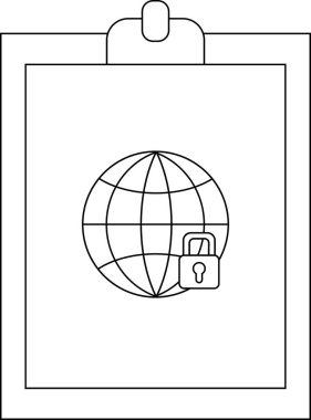 Bir pano, çevrimiçi güvenliği öneren küresel asma kilit içeren bir sayfa tutuyor.