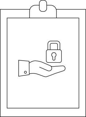 Elinde asma kilit simgesi olan bir pano