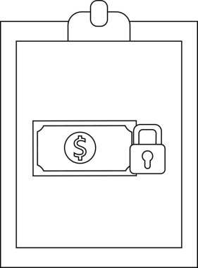 Bir dolarlık banknot ve asma kilit içeren bir belge.