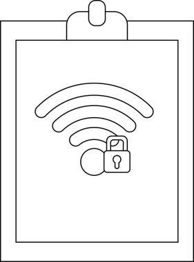Üzerinde kablosuz ağ sinyali ve kağıt üzerinde asma kilit olan pano.