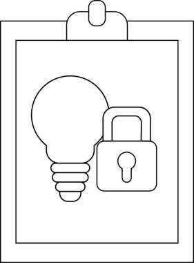 Kapalı bir asma kilidin yanında ampul olan pano