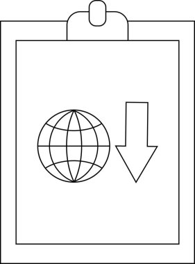 Bir pano, aşağıya bakan bir okla eşleştirilmiş küresel bir grafik içeren bir sayfa tutar.