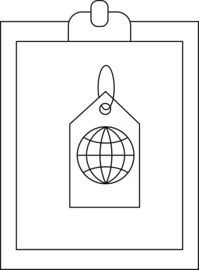 Pano üzerindeki bir döngü ile askıya alınmış bir dünyayı gösteren bir etiket ile pano