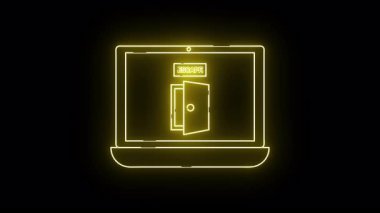 ESCAPE işaretli açık bir kapıyı gösteren neon dizüstü bilgisayar görüntüsü